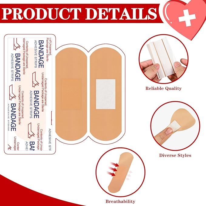 VAIPI 880 Pack Bandages Variety Pack Waterproof Fingertips Bandages Various Sizes First Aid Supplies Assorted Adhesive Fabric Bandage Bulk Breathable Butterfly Bandage for Wound Care (9 Styles)