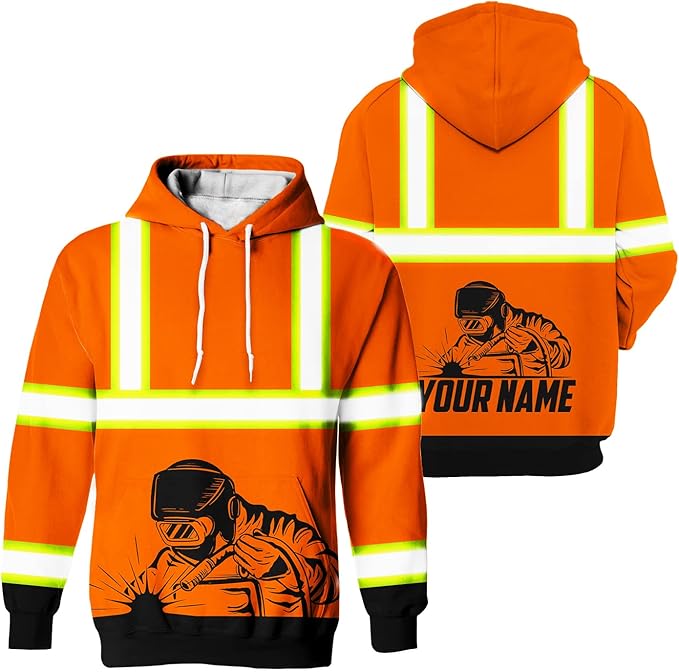 Matedecor High Visibility Hi Vis Hoodie for Men - Jobs Collection Custom Name Class 3 Reflective Safety Workwear