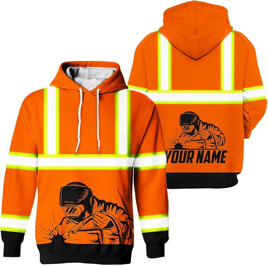 Matedecor High Visibility Hi Vis Hoodie for Men - Jobs Collection Custom Name Class 3 Reflective Safety Workwear