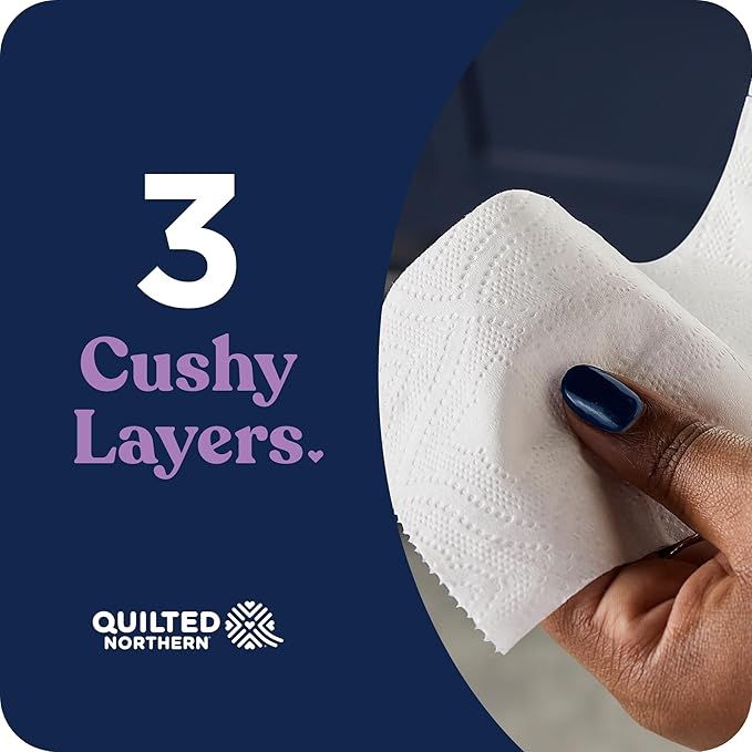 Quilted Northern Ultra Plush Toilet Paper, 32 Mega Rolls = 128 Regular Rolls, 3X Thicker*, 3 Ply Soft Toilet Tissue