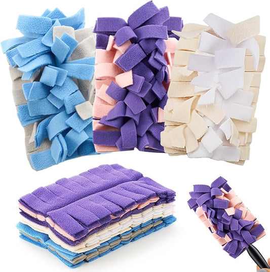 Zubebe 3 Pcs Duster Refill Reusable Fleece Duster Refills Feather Flat Dusters Multi Surface Washable Cleaning Pads Tools for Home, Blinds, Car, Pet, Furniture, Fans (Classic Color)