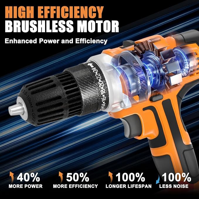GardenJoy 20v Cordless Drill Set, Power Electric Kit 2 Batteries With Charger 30Nm 2-Speed 3/8" Keyless Chuck 24+1 Position Drill Driver screwdriver Bits with LED Electric Work Light for DIY