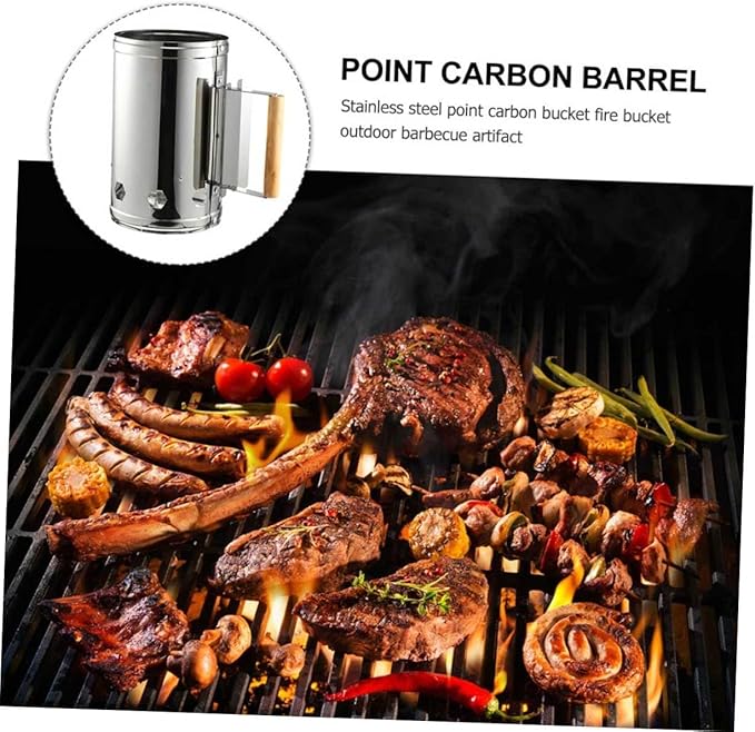 Outdoor BBQ Charcoal Chimney Starter Barrel Fast Ignition Grill Fire Starter for Camping Tailgate Parties BBQ Tool with Air Vents for Even Heating
