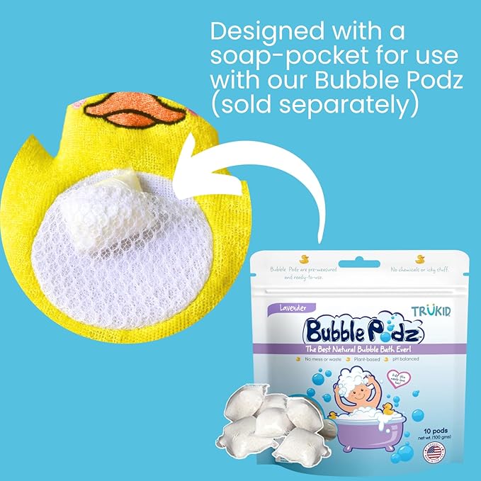 TruKid Watermelon Bubble Podz & BubbleGlove Set – Bubble Bath Pods and 2 Wash Gloves for Toddlers and Kids
