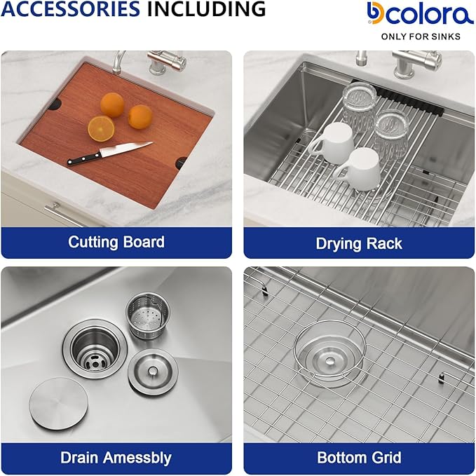 Dcolora 21 in. Undermount Wet Bar Sink Small Kitchen Sink Workstation Stainless Steel Under Counter Single Bowl 21"×18"×10",DC-U1112