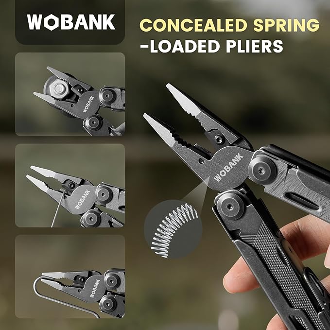 Multitool, 33-in-1 Stainless Steel Multi Tool Pliers with Screwdriver Sleeve, Damascus Pocket Knife, Nylon Sheath for Outdoor, Survival, Camping, Hiking, Simple Repair