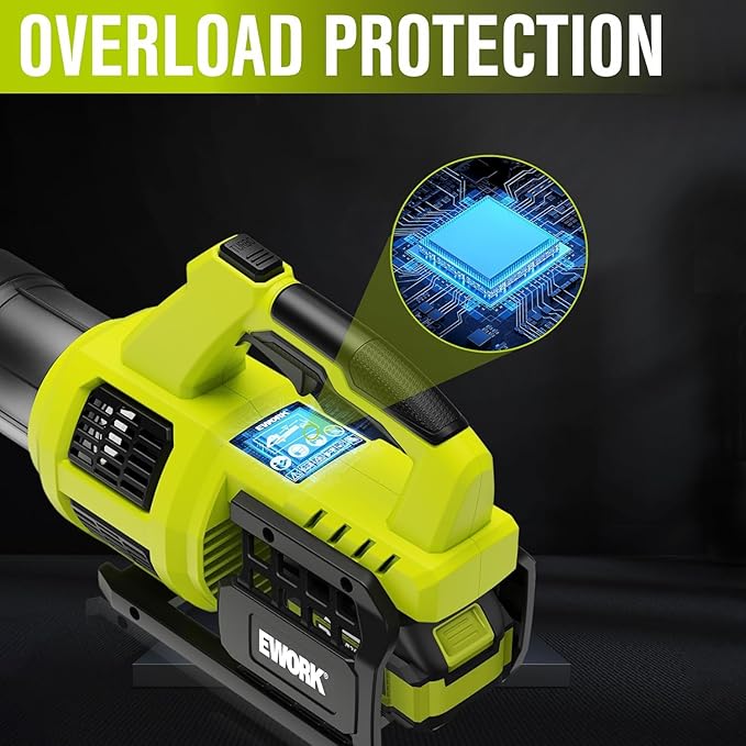 EWORK 21V Cordless Leaf Blower, Powerful Turbo Mode & 550 CFM, 2×3.0Ah Batteries & Fast Charger, Lightweight Electric Leaf Blowers for Lawn Care, Patio, Leaves & Dust
