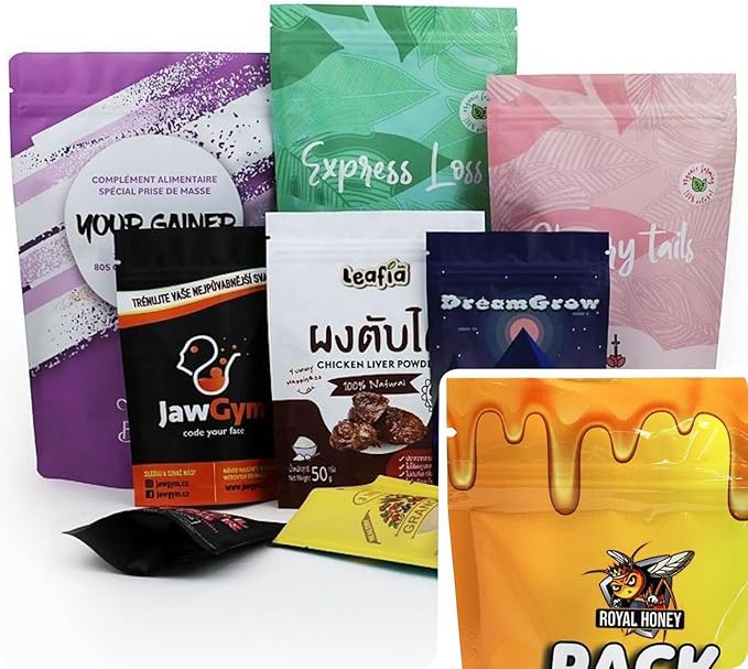 1000 Pcs Custom Print Aluminium Foil Bags(Min Order 1000 Pcs),Smell Proof Pouch for Business Packaging,Resealable Stand Up Zipper Bag for Food Storage,Pet,Dried Food,Snack(Exclude Shipping Fee）