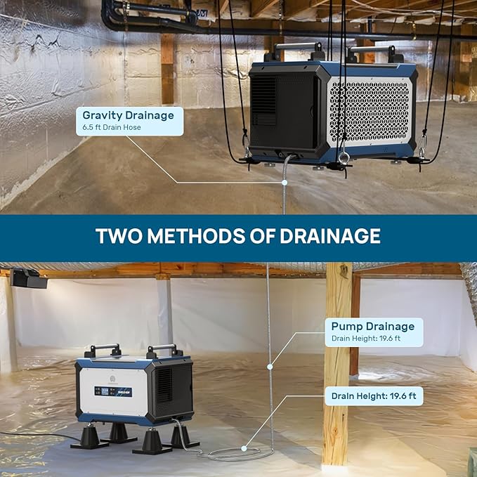 ARGENDON Crawl Spaces Dehumidifier with Pump and Drain Hose, 145 Pint Commercial Dehumidifier for Basement, Large Spaces, Auto Defrost, Compact, 5 Years Limited Warranty