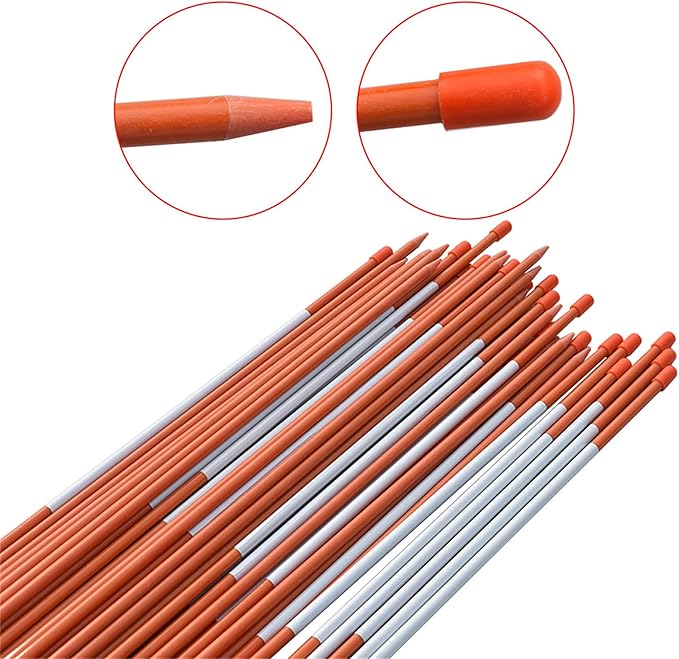 48Inch Orange Reflective Driveway Markers Snow Stakes Driveway Poles,Fiberglass Snow Stakes with 5/16Inch Diameter Reflective Tape for Easy Visibility at Night (50-Pack)