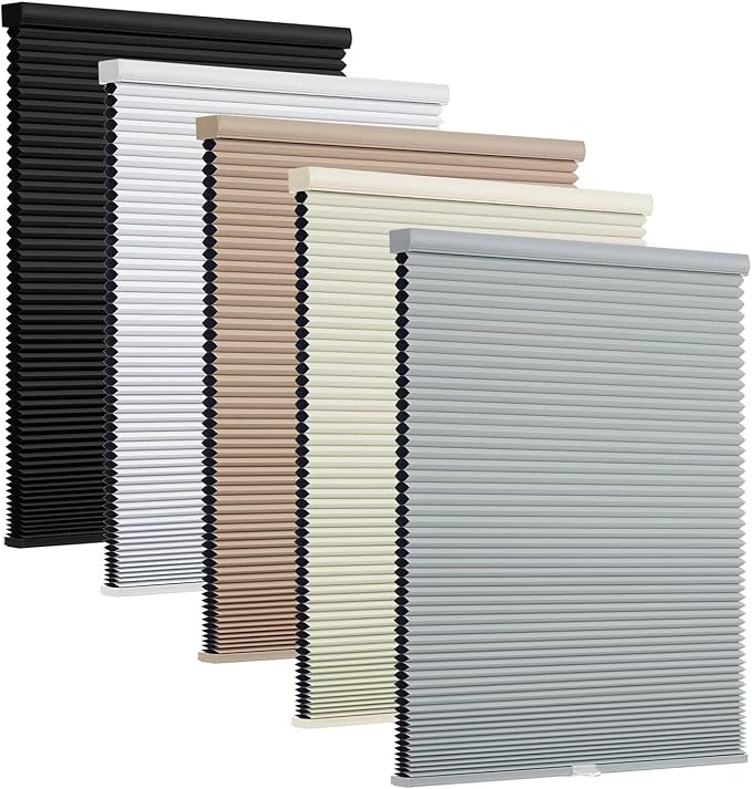 Changshade Cordless Cellular Shades, Blackout Honeycomb Shades for Windows, Pull Down Pleated Blinds, Easy to Install for Indoor Windows and French Doors,31" W x 64" H, Grey