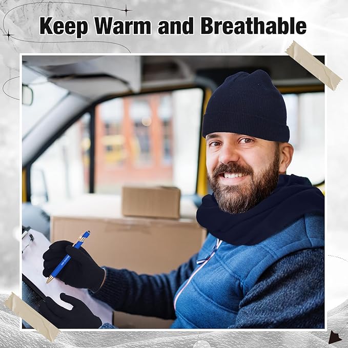 Unittype 300 Pcs Winter Beanies Gloves Scarf Set Bulk 100 Knit Skull Cap 100 Pair Winter Gloves 100 Neck Warmer for Men Women