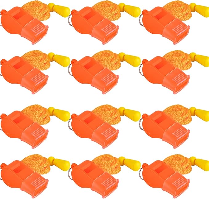 12 Pack Sport Whistles with Lanyar for Coaches, Referees and Officials, Loud Crisp Sound