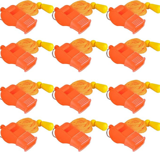 12 Pack Sport Whistles with Lanyar for Coaches, Referees and Officials, Loud Crisp Sound