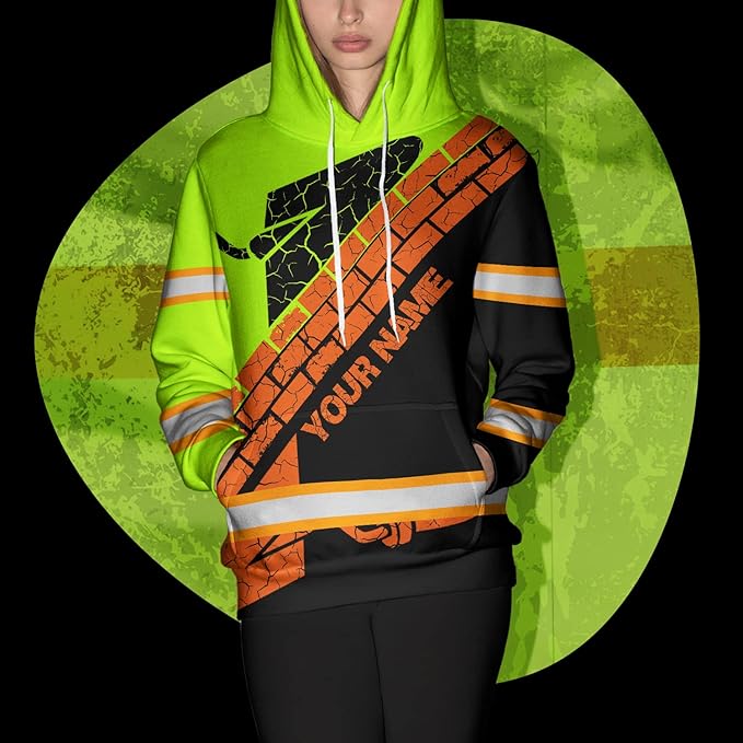 Matedecor High Visibility Hi Vis Hoodie for Men - Jobs Collection Custom Name Class 3 Reflective Safety Workwear