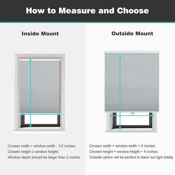 Changshade Cordless Cellular Shades, Blackout Honeycomb Shades for Windows, Pull Down Pleated Blinds, Easy to Install for Indoor Windows and French Doors,20" W x 50" H, Grey
