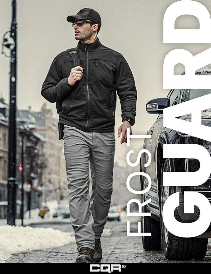 CQR Men's Winter Fleece Lined Pants, Water-Resistant Outdoor Stretch Work Pants, Windproof Casual Pants with Pockets