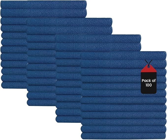 Premium Blue Huck Towels – (100 Pack) 15 x 27 inches 100% Cotton Bulk Towel for General Cleaning, Auto Shop, and Hospital Use, Super Absorbent, Machine Washable Cloth