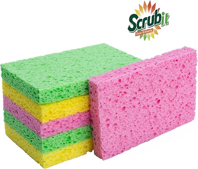 SCRUBIT Cleaning Scrub Sponges, [New Packaging] Non-Scratch Kitchen Sponges for Dishes -12 Pack Dishwashing Sponge - Assorted Colors Package May Vary