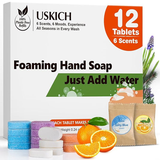 Foaming Hand Soap Tablet Refills -12Pack | Eco Friendly Products & Cleaning Supplies | Variety Fragrance Soap Refills Tablets for Using With Foaming Hand Soap Dispenser (12 x 8 Fl oz bottles)
