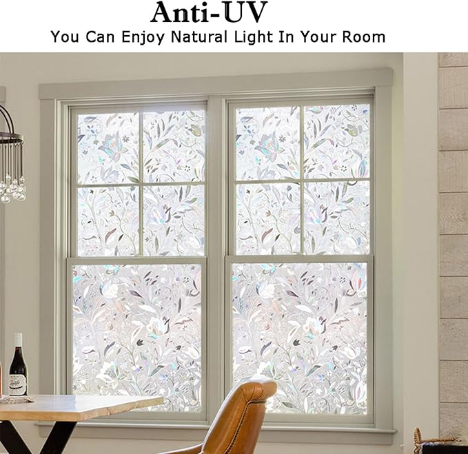 Kromapolis Window Film, Window Privacy Film, Window Vinyl Glass Covering, Stained Glass Decorative Film, Window Film Privacy Frosted Static Clings, Non-Adhesive, No-Glue (35.4 x 118.1inch)