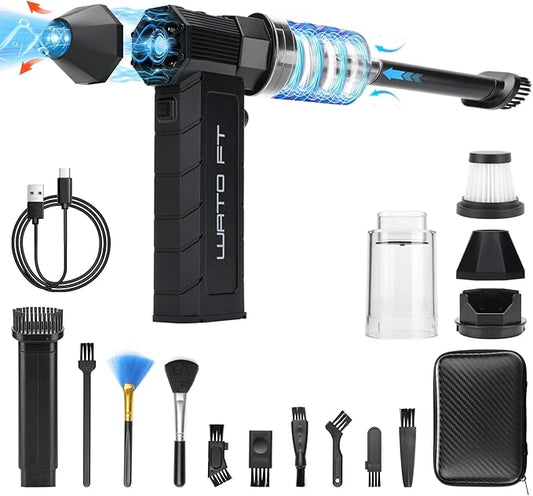 Compressed Air Duster – 180000RPM Cordless Electric Air Blower with Stepless Adjustment, Powerful Brushless Motor, Rechargeable Air Duster for Computer, Keyboard, Car, Home & Outdoor Cleaning