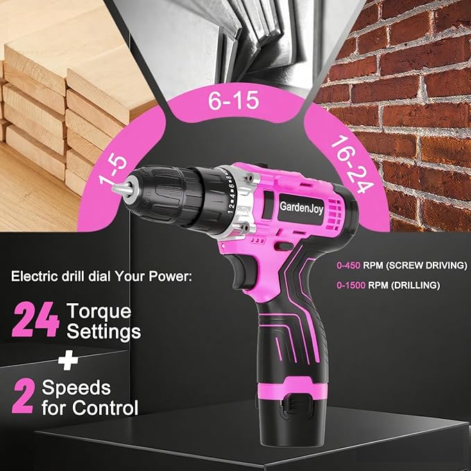 12V Cordless Electric Drill Driver Set, Powerful Lightweight Portable Rechargeable Screwdriver 42pcs Accessories,2-Speed, 24+1 Position for Wood/Wall Drilling & Screw Driving, Home DIY Tool woman man
