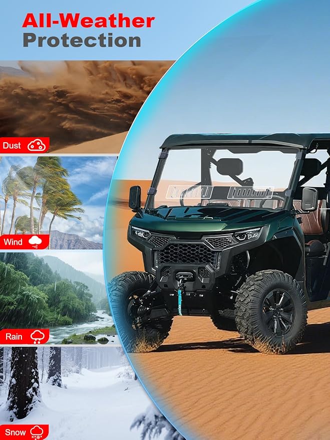 Scratch Resistant & Vented Full Windshield Compatible with CFMOTO UForce U10 Pro & U10 Pro XL 2025, Hard PC Clear Windshield Protects Against Wind, Dust, Dirt, Snow, Rain