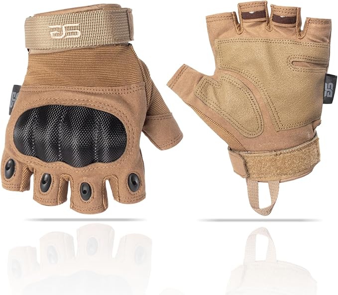 Glove Station- Fingerless Knuckle Tactical Gloves for Men - Motorcycle Gloves for Tactical Shooting, Airsoft, Hunting, Police Work and Hiking