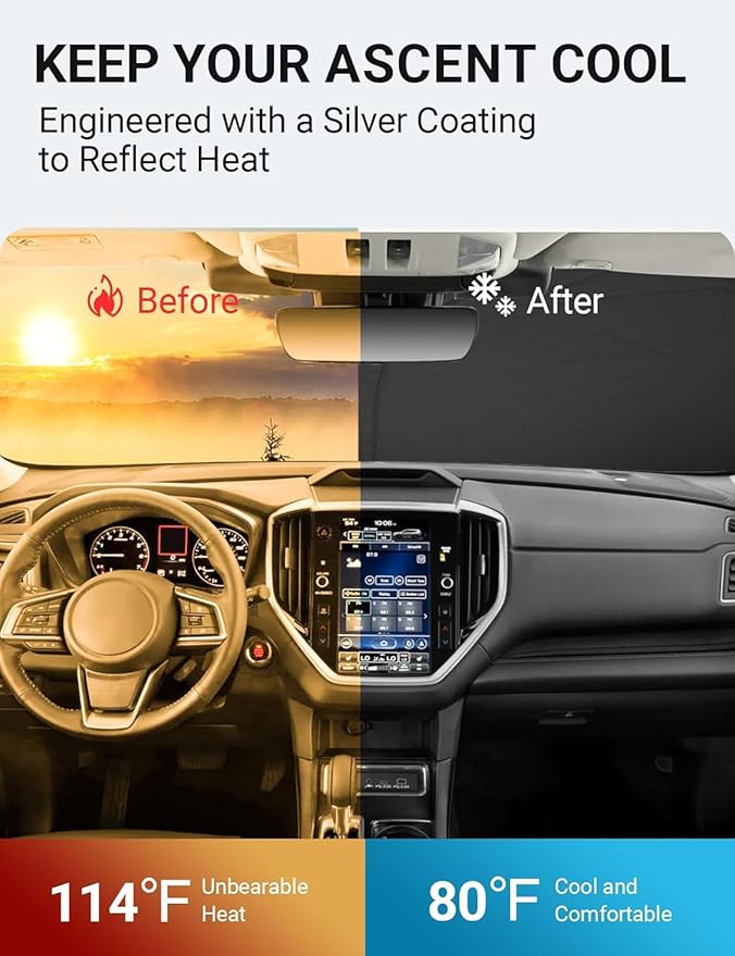 Proadsy 2025 Upgrade Windshield Sunshade Custom for 2019-2024 2025 Subaru Ascent 4-Layer Front Window Shade Reflective Heat UV Protector Foldable Sun Shade Visor Car Accessories