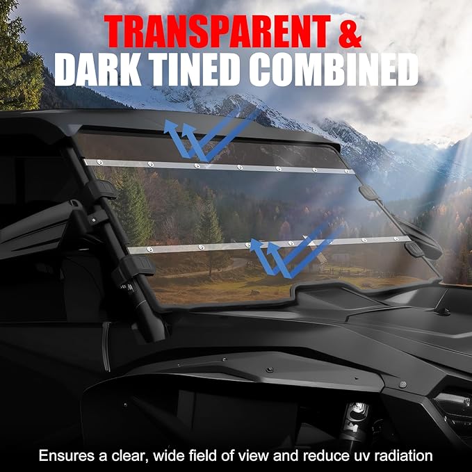 PC Full Windshield for Honda Talon 1000R 1000X 1000X-4 (2019-2024), Two-Color Hard-coated Front Combined Windshield, Windscreen UV Protection, Scratch Resistant Noise Reduction Dustproof
