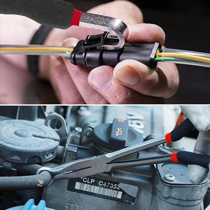 3pcs Electrical Disconnect Pliers Tool Set for Cars Automotive 1*Straight &1*60 Degree &1pcs Electrical Connector Separator Fuel Line Disconnect Tool Set Electrical Connector Wire Plug Sensor Pliers