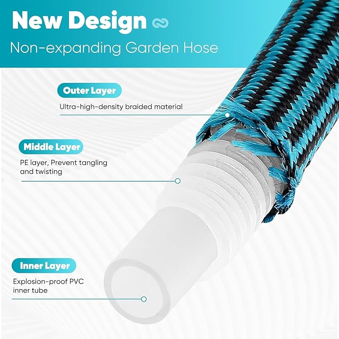 Garden Hose 10ft, Non-Expanding Water Hose Ultra Lightweight, Kink-Free, Sturdy, Flexible, Abrasion Resistant Hose for Yard, Lawn, Outdoor, Marine and Camper