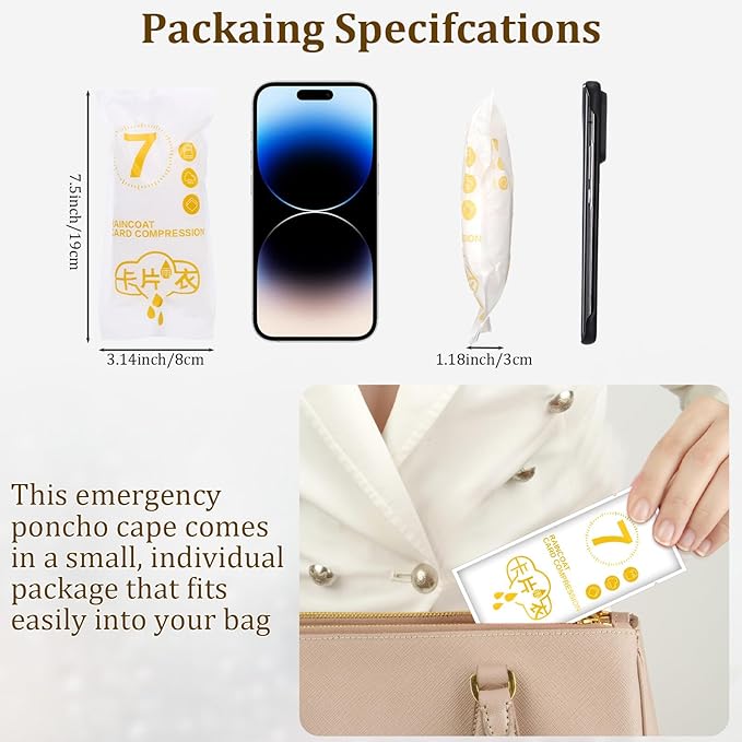 49/98 Pcs Disposable Rain Ponchos for Adults with Padded Drawstring Hoods and Pockets, Suitable for Emergency