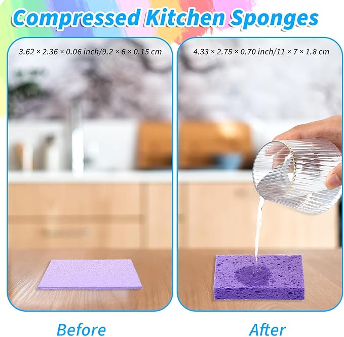 20 Pack Cleaning Sponge Kitchen Dish Sponges Non-Scratch Compressed Sponges Colorful Wash Scrub Sponge for Household Dishes Bathroom Cars Dining Dishwashing Cookware