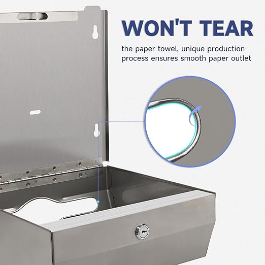 AIKE 250 Sheets Compact Multifold Wall Mount Paper Towel Dispenser,Stainless Steel Black AK5180 (Max Folded Size 10.6"x3.9")
