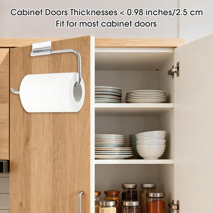 1 PCS Stainless Steel Under Cabinet Paper Towel Holder and 1 PCS Trash Bag Holder