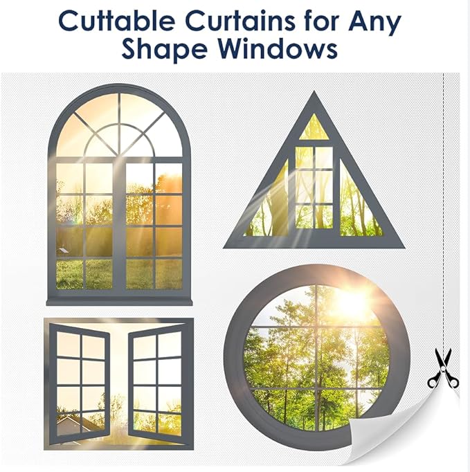 Blackout Curtains for Bedroom, 36" x 57" Temporary Blackout Shades for Windows, Portable Black Out Blinds Screen with 20 Loop & Hook, 100% Black Out Window Cover Film for Baby Nursery Travel RV- White