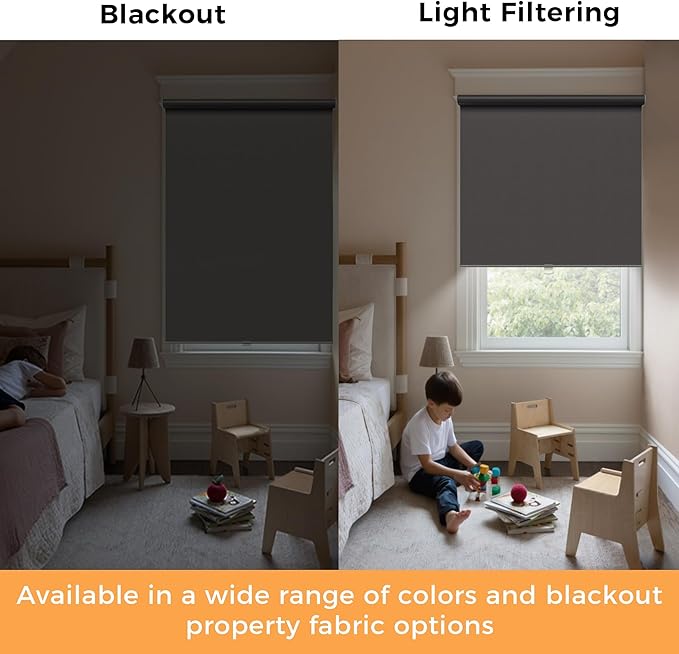 Cordless Roller Shades Blackout Blinds for Windows Room Darkening Rolled Up Shades with Spring System, UV Protection Window Shades Door Blinds for Home and Office (Grey, 35" W x 72" H)