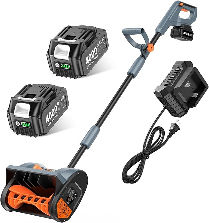 Cordless Snow Shovel, Electric Snow Blower with Total 8000mAh Battery & Charger, Powerful Snow Removal Machine, 16.5ft Distance with Directional Plate Enable Smooth Workflow for Driveway Sidewalks