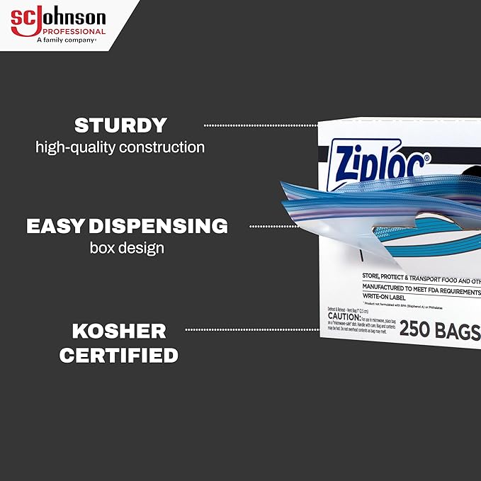 Ziploc® Freezer And Storage Bags, 1 Gallon, Box Of 250 Bags