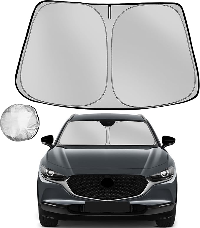 Windshield Sun Shade for 2019-2025 Mazda CX30 CX-30 Foldable Sun Sunshade for Car Front Window Blocks UV Rays and Heat Automotive Interior Protector Custom Fit Accessories