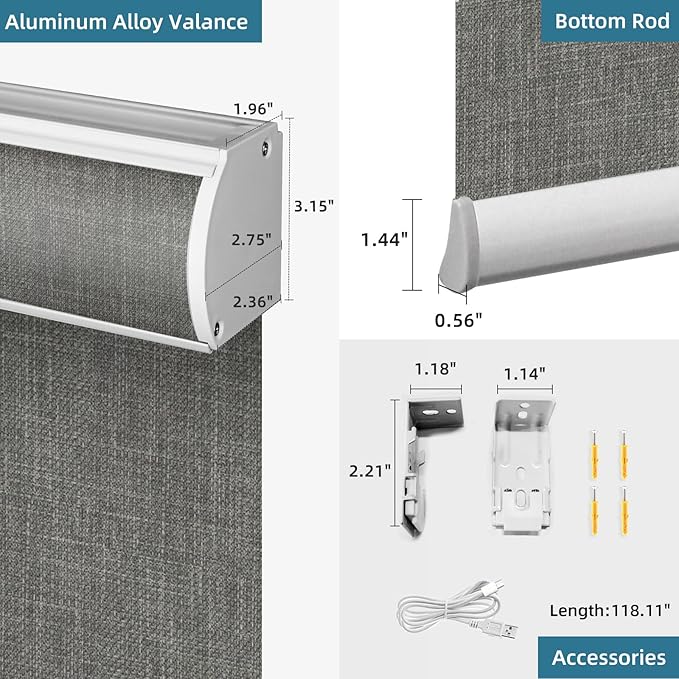 SmartWings Motorized Roller Shades Work with Homekit, Alexa Google, 100% Blackout Smart Blinds for Windows, Cordless Remote Control Window Shades, Vigor Dove, Customized Size