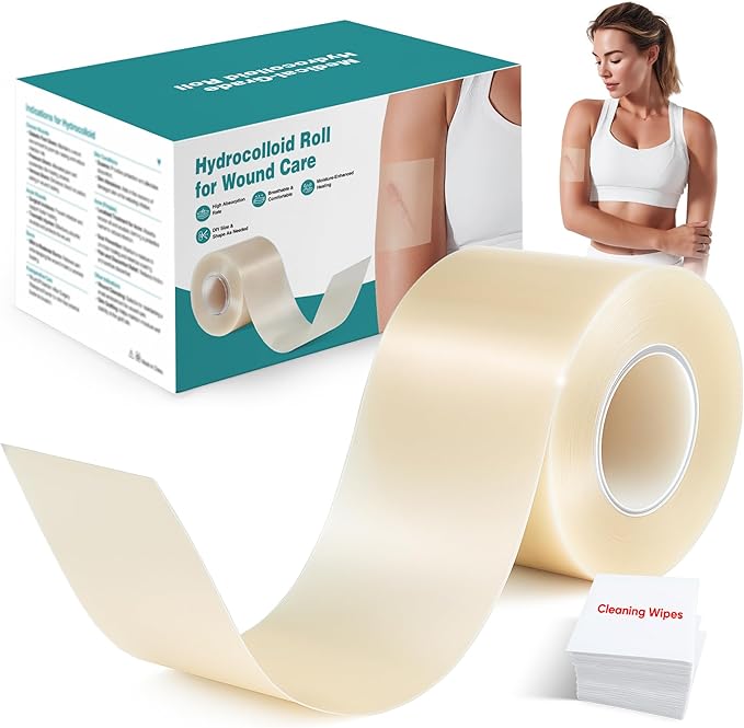 Derm Tape Hydrocolloid Roll - Acne & Pimple Patch Tape, Flexible Bandages Roll for Wound Care and Skin Protection, Cut-to-Size Hydrocolloid Tape for Daily Use (2in x 16ft)