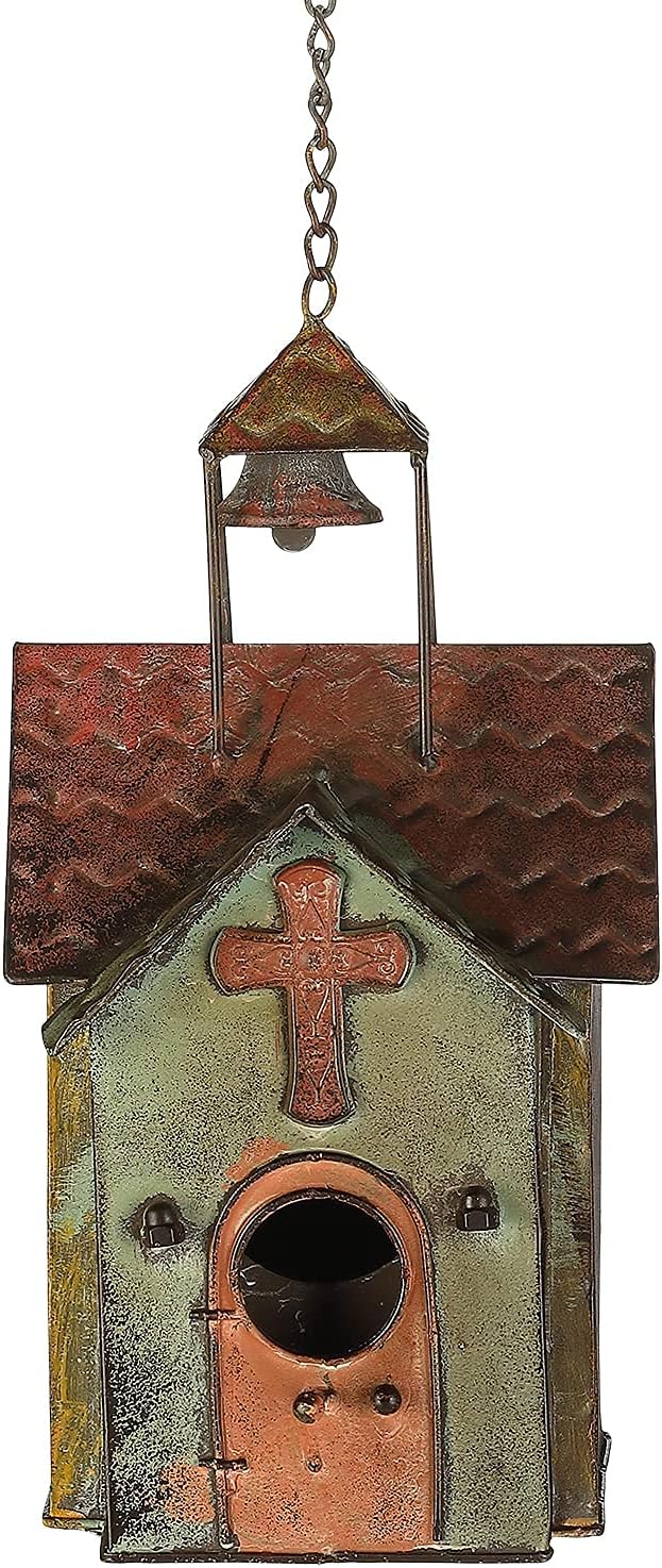 Bird Houses for Outside, Metal Hanging Church Birdhouse