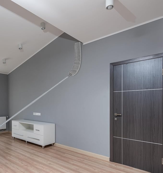 Retractable Gap Dust Cleaner Brush with 4 pcs Replacement Duster Cloth, 100 inches Extendable Pole, Flexible Microfiber Duster for Cleaning Under Refrigerator, Sofa,Couch Bed, Furniture