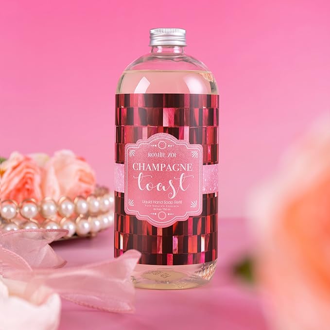 ROMIIE ZOI Liquid Hand Soap Refill, Champagne Scent, Gentle & Moisturizing Formula for Sensitive Skin, Kitchen, Bathroom 750 ML/ 26 FL OZ