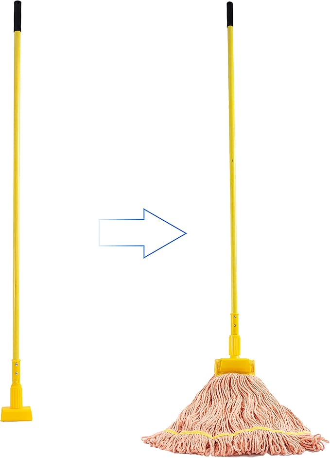 Matthew Cleaning Commercial Quick-Change Fiberglass Mop Handle for Floor Cleaning Heavy Duty Mop Stick Replacement 60inch Jaw Clamp-Style Wet Mop Gripper Holder Handle 12 Packs