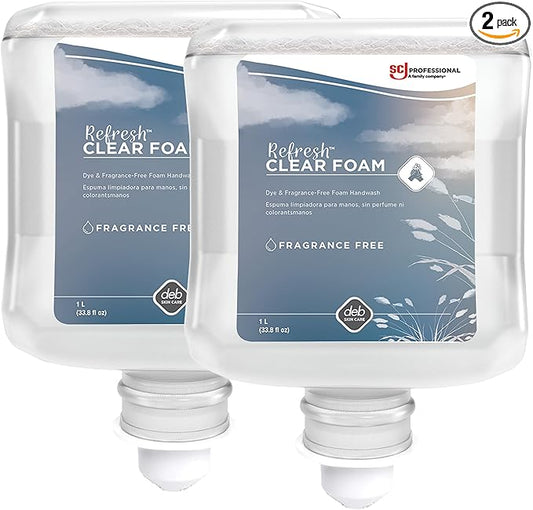 SC Johnson Professional Refresh Clear FOAM, Foam Hand Wash, Foaming Hand Soap, 1 Liter Cartridge, 2 Count, for Professional Use Only