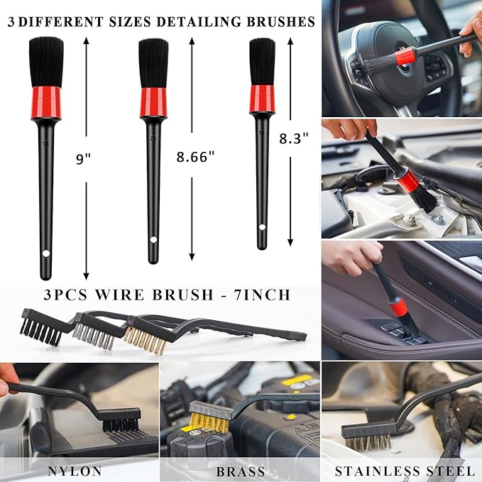 AUTODECO 40Pcs Car Wash Detailing Kit Cleaning Kits with Foam Gun Sprayer Vacuum with Long Cord Drill Brush Large Wash Mitt Towels Complete Interior Exterior Car Washing Supply Set Black